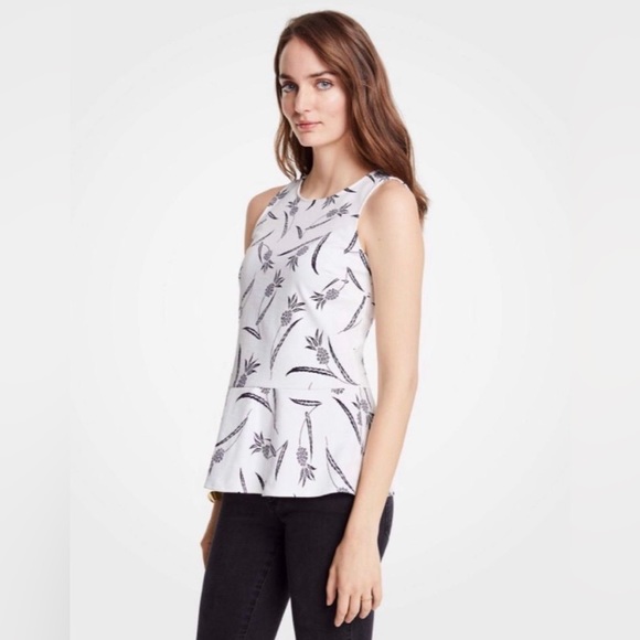 ANN TAYLOR PINEAPPLE 🍍 PEPLUM SHELL SLEEVELESS TOP SIZE EXTRA LARGE 🌟NWT🌟 - Picture 1 of 12